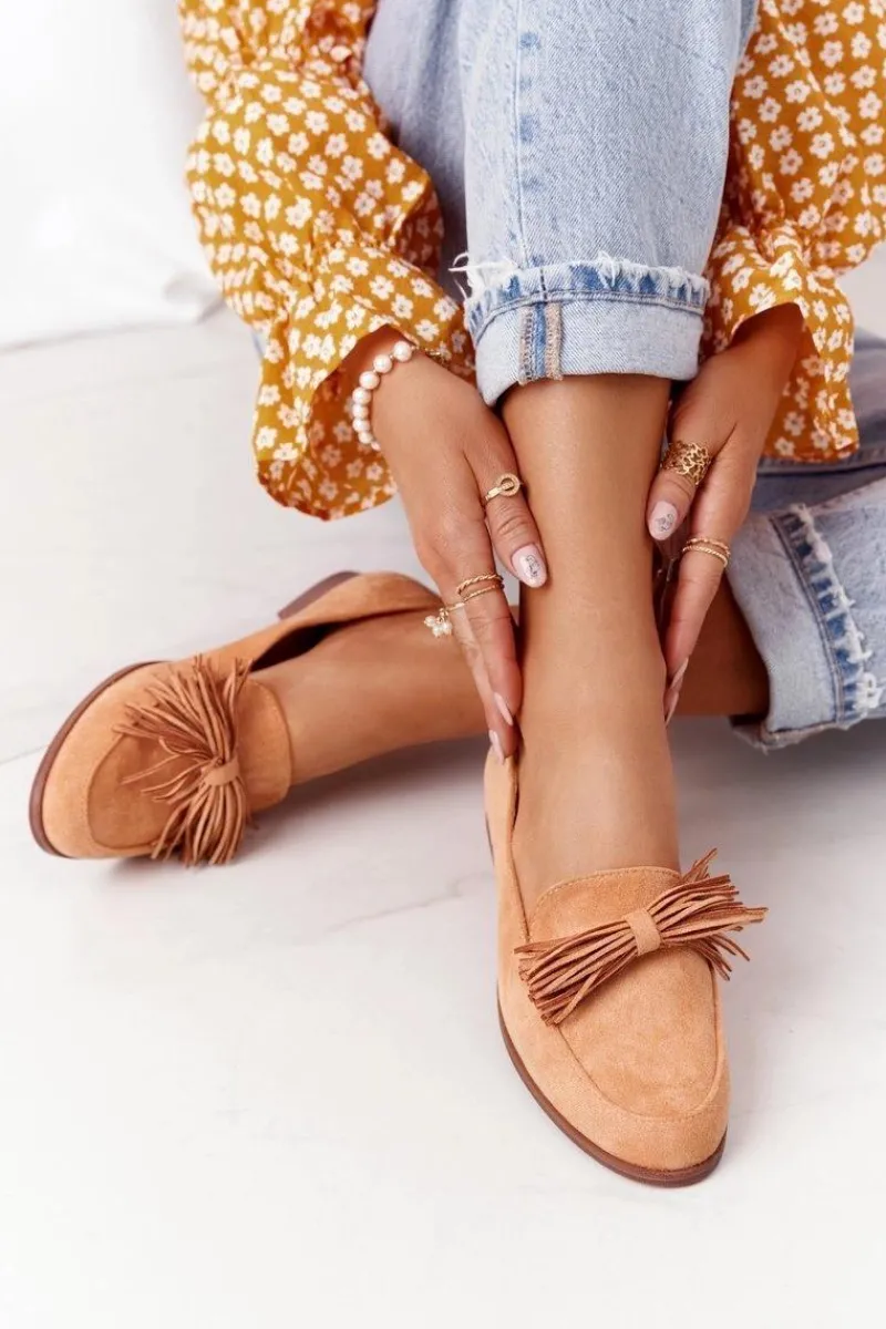 Best Evento Zamszowe Mokasyny Z Frędzlami Camel Alicante