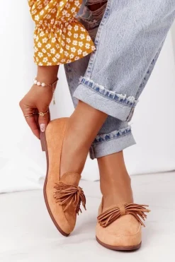 Best Evento Zamszowe Mokasyny Z Frędzlami Camel Alicante