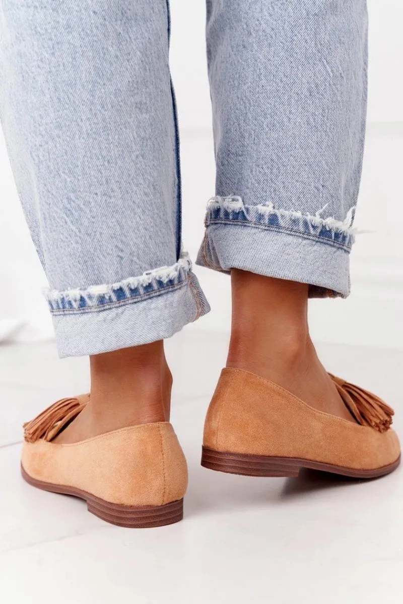 Best Evento Zamszowe Mokasyny Z Frędzlami Camel Alicante