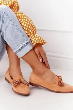 Best Evento Zamszowe Mokasyny Z Frędzlami Camel Alicante