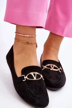 Outlet Buty damskie Vinceza Zamszowe Mokasyny Z Ozdobnym Elementem Czarne Reed