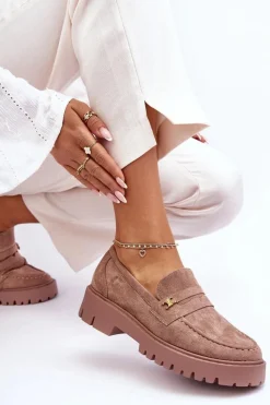 Hot Boto Zamszowe Mokasyny Z Ozdobą Brązowe Esperta