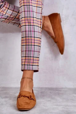 New Boto Zamszowe Mokasyny Z Ozdobą Camel Santi