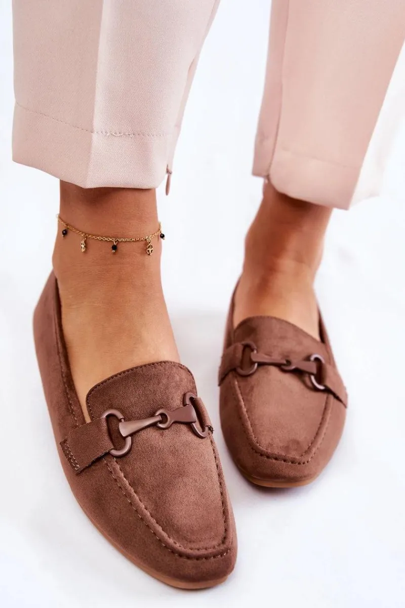 Zamszowe Mokasyny Z Ozdobą Brązowe Santi Damskie Loafersy Damskie|Mokasyny Płaskie