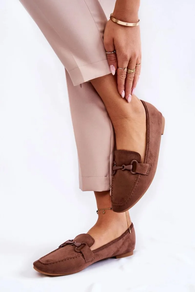 Zamszowe Mokasyny Z Ozdobą Brązowe Santi Damskie Loafersy Damskie|Mokasyny Płaskie