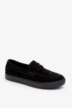 Hot Zamszowe Męskie Półbuty Loafersy 1574 Czarne Męskie Półbuty Casual|Półbuty Eleganckie