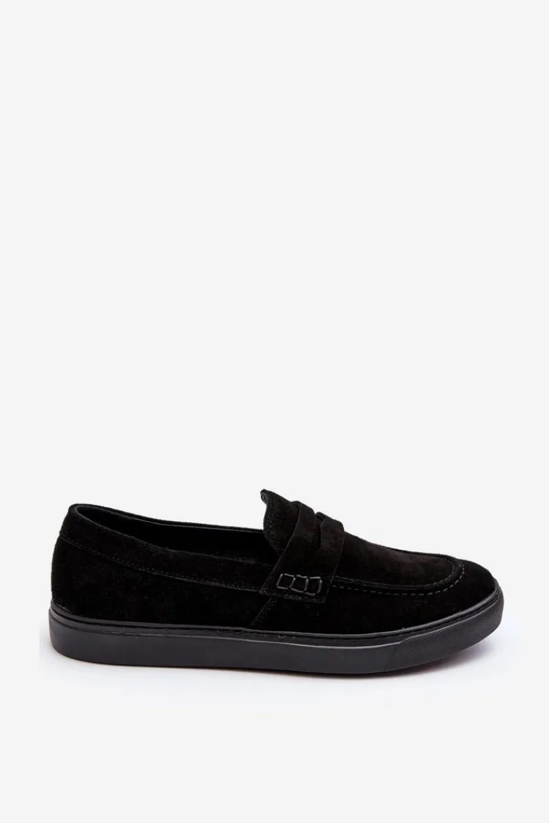 Hot Zamszowe Męskie Półbuty Loafersy 1574 Czarne Męskie Półbuty Casual|Półbuty Eleganckie