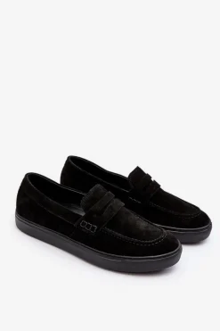 Hot Zamszowe Męskie Półbuty Loafersy 1574 Czarne Męskie Półbuty Casual|Półbuty Eleganckie