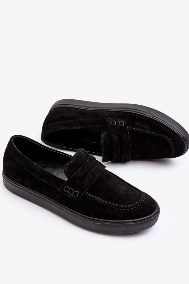 Hot Zamszowe Męskie Półbuty Loafersy 1574 Czarne Męskie Półbuty Casual|Półbuty Eleganckie
