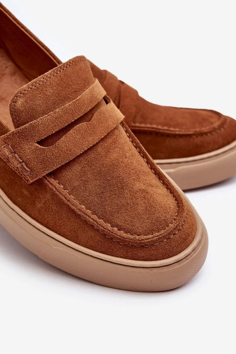 Best Zazoo Zamszowe Męskie Półbuty Loafersy 1574 Brązowe Brązowy