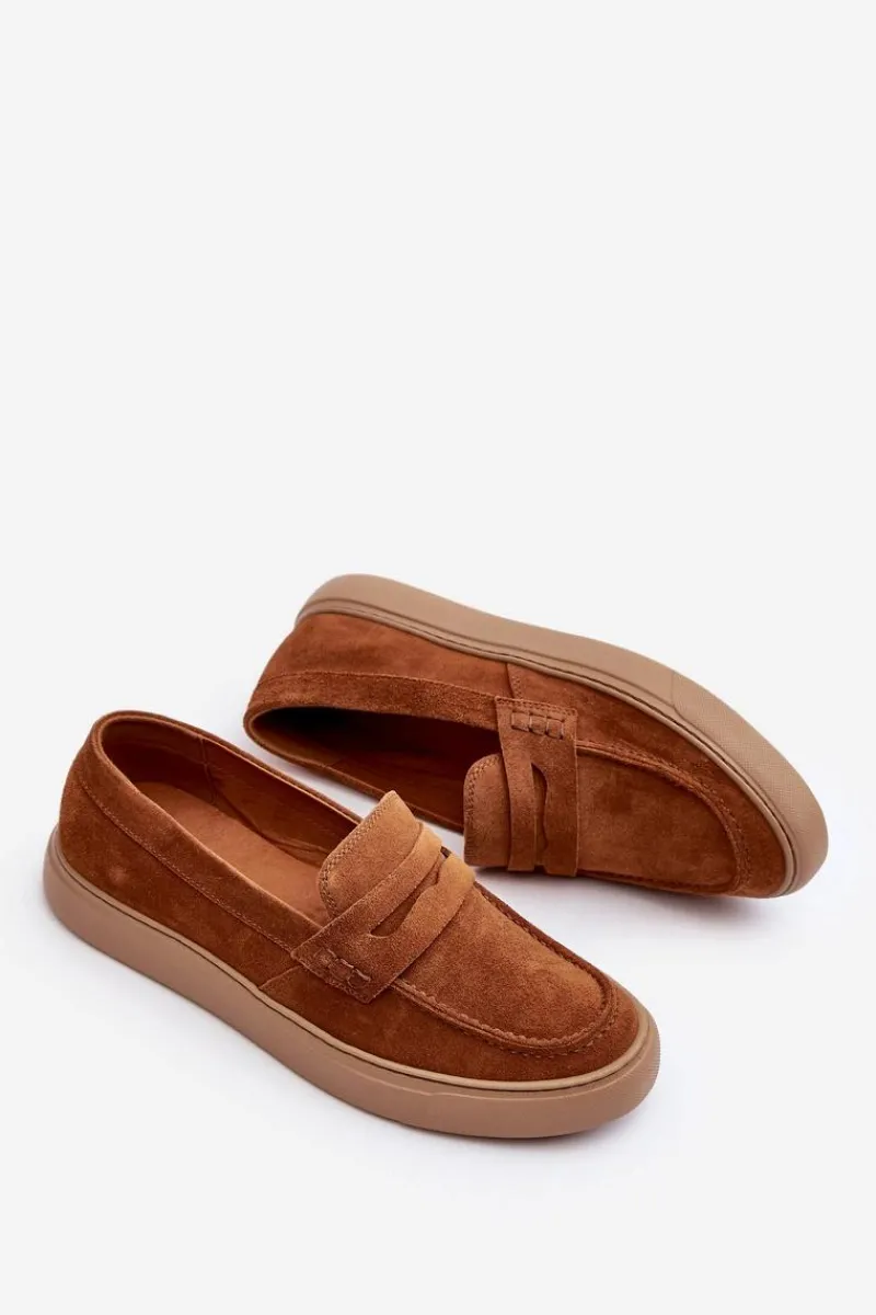 Best Zazoo Zamszowe Męskie Półbuty Loafersy 1574 Brązowe Brązowy