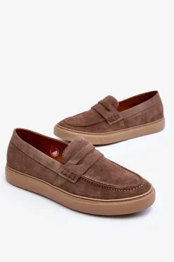 Półbuty Casual|Półbuty Eleganckie></noscript>Zazoo Zamszowe Męskie Półbuty Loafersy 1574 Ciemnobeżowe Beżowy