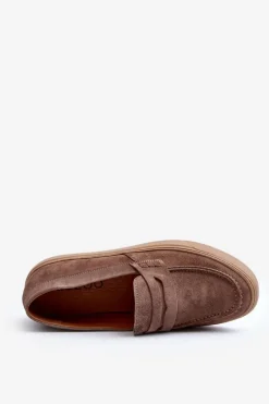 Półbuty Casual|Półbuty Eleganckie></noscript>Zazoo Zamszowe Męskie Półbuty Loafersy 1574 Ciemnobeżowe Beżowy
