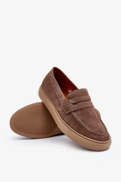 Półbuty Casual|Półbuty Eleganckie></noscript>Zazoo Zamszowe Męskie Półbuty Loafersy 1574 Ciemnobeżowe Beżowy