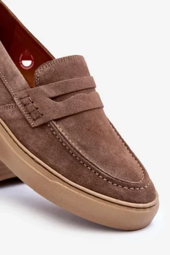 Półbuty Casual|Półbuty Eleganckie></noscript>Zazoo Zamszowe Męskie Półbuty Loafersy 1574 Ciemnobeżowe Beżowy