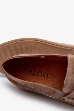 Półbuty Casual|Półbuty Eleganckie></noscript>Zazoo Zamszowe Męskie Półbuty Loafersy 1574 Ciemnobeżowe Beżowy