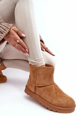 Best Zamszowe Śniegowce Damskie Ocieplane Camel Nanga Damskie Śniegowce Damskie