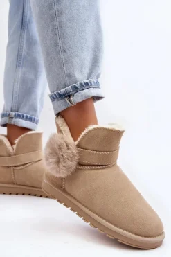 Sale Zamszowe Śniegowce Damskie Z Wycięciami Beżowe Eraclio Damskie Śniegowce Damskie