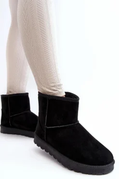 Śniegowce Damskie>Boto Zamszowe Śniegowce Damskie Ocieplane Czarne Nanga