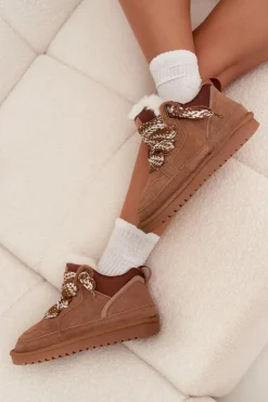 Online Zamszowe Śniegowce Damskie Z Futerkiem I Grubym Sznurowaniem Vinceza 97963 Camel Damskie Śniegowce Damskie