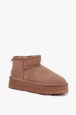 Discount Zamszowe Śniegowce Damskie Na Platformie Vinceza 97962 Beżowe Damskie Śniegowce Damskie