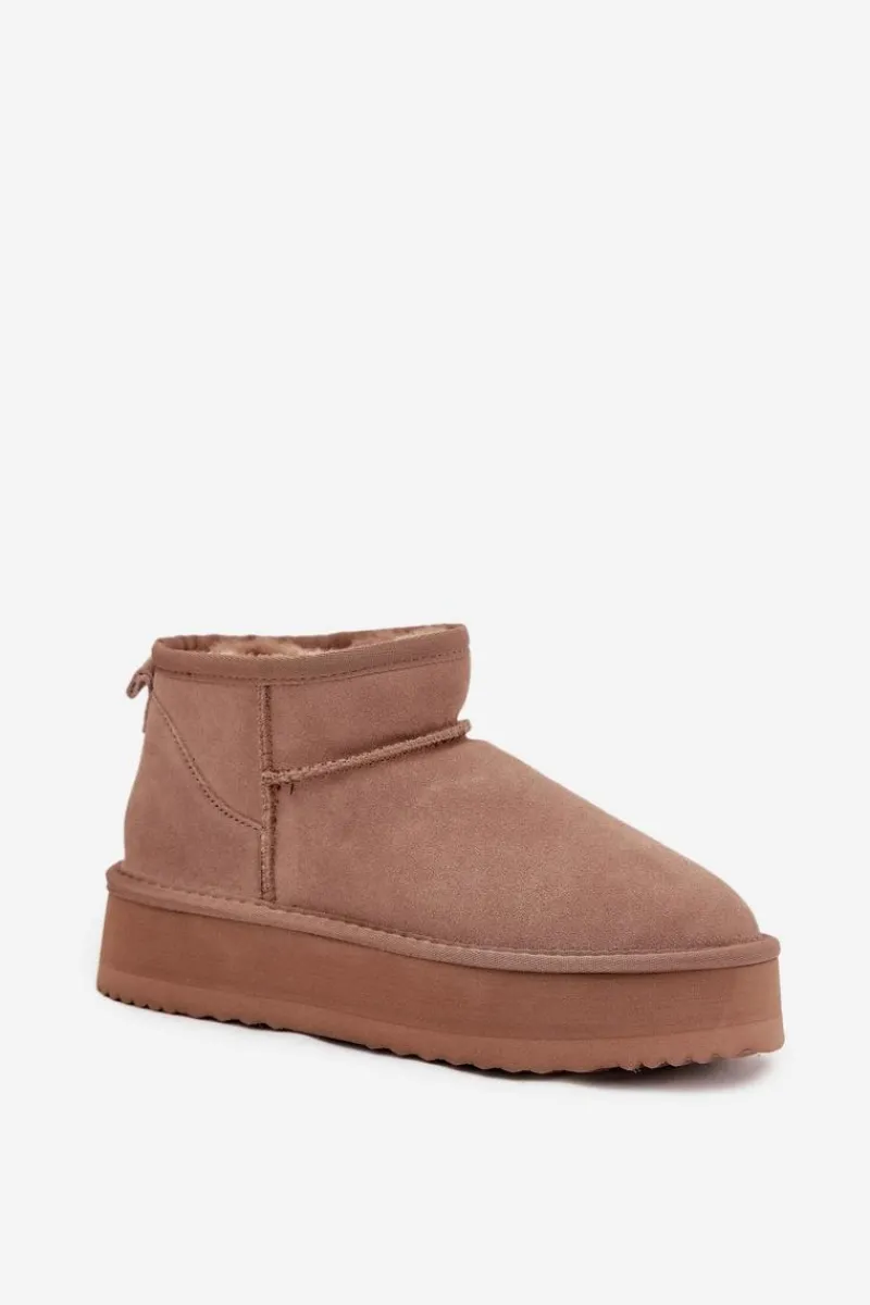 Discount Zamszowe Śniegowce Damskie Na Platformie Vinceza 97962 Beżowe Damskie Śniegowce Damskie