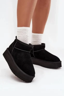 Outlet Zamszowe Śniegowce Damskie Na Platformie Vinceza 97962 Czarne Damskie Śniegowce Damskie