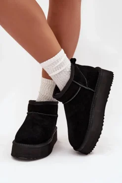 Outlet Zamszowe Śniegowce Damskie Na Platformie Vinceza 97962 Czarne Damskie Śniegowce Damskie