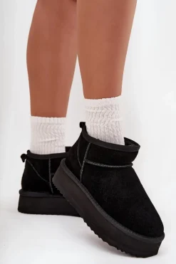 Outlet Zamszowe Śniegowce Damskie Na Platformie Vinceza 97962 Czarne Damskie Śniegowce Damskie