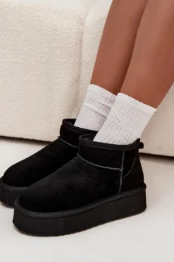 Outlet Zamszowe Śniegowce Damskie Na Platformie Vinceza 97962 Czarne Damskie Śniegowce Damskie