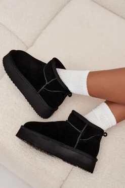 Outlet Zamszowe Śniegowce Damskie Na Platformie Vinceza 97962 Czarne Damskie Śniegowce Damskie