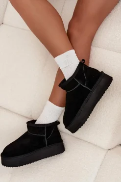 Outlet Zamszowe Śniegowce Damskie Na Platformie Vinceza 97962 Czarne Damskie Śniegowce Damskie