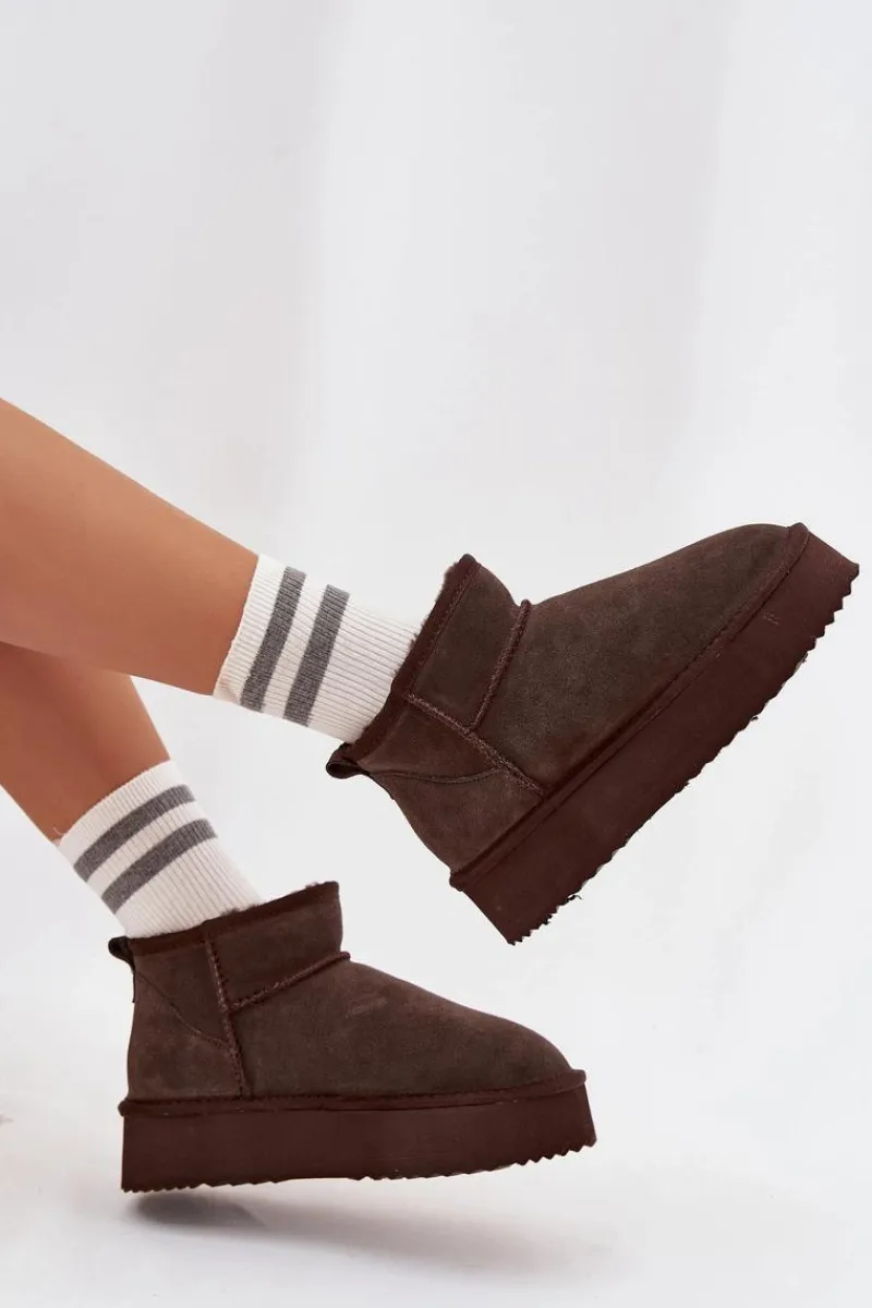 Śniegowce Damskie>Buty damskie Vinceza Zamszowe Śniegowce Damskie Na Platformie Vinceza 97962 Czekoladowe Brązowy