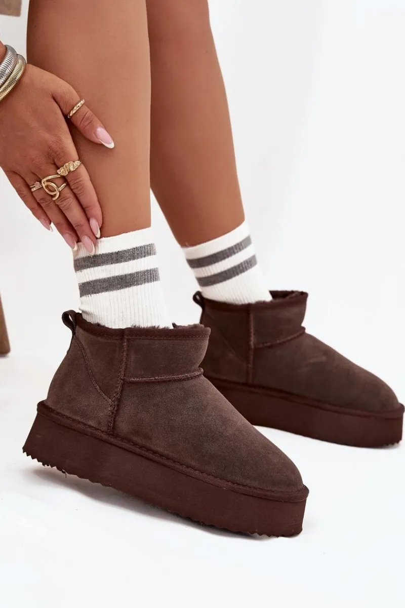 Śniegowce Damskie>Buty damskie Vinceza Zamszowe Śniegowce Damskie Na Platformie Vinceza 97962 Czekoladowe Brązowy