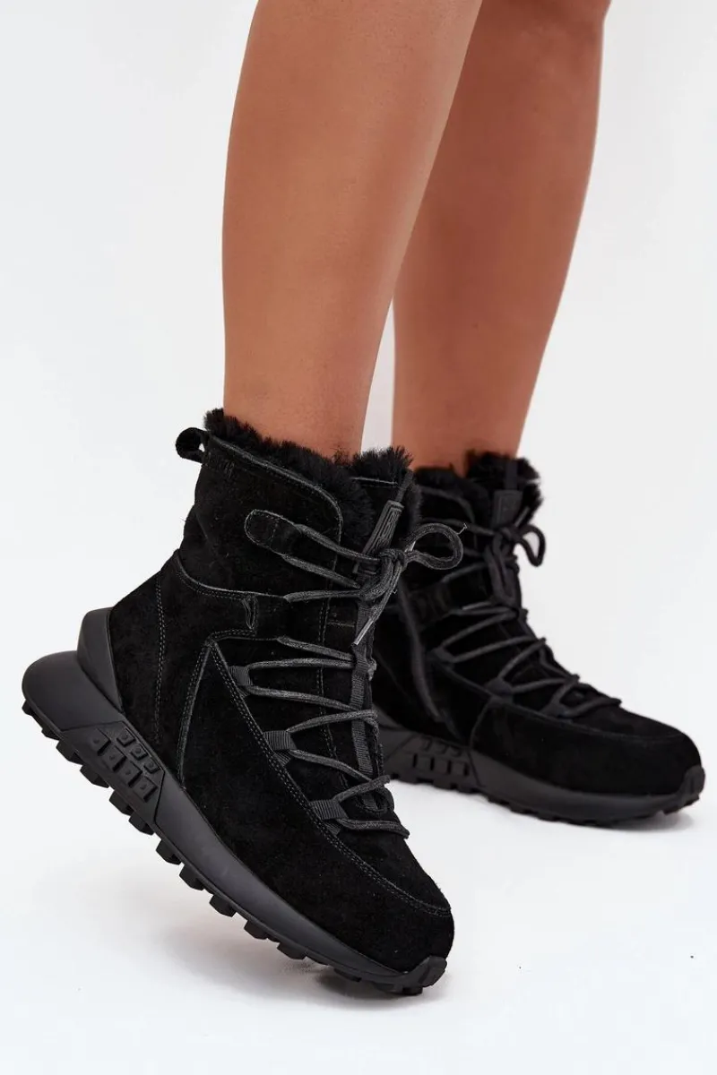 Online Big Star Shoes Zamszowe Śniegowce Damskie Z Futerkiem Big Star SS274319 Czarne Czarny