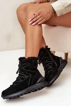 Online Big Star Shoes Zamszowe Śniegowce Damskie Z Futerkiem Big Star SS274319 Czarne Czarny