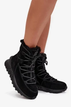 Online Big Star Shoes Zamszowe Śniegowce Damskie Z Futerkiem Big Star SS274319 Czarne Czarny