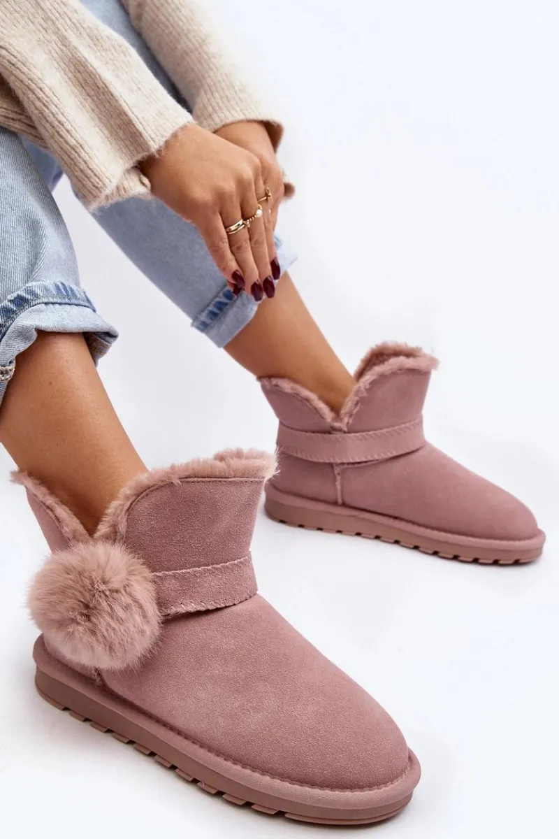 Online Zamszowe Śniegowce Damskie Z Wycięciami Różowe Eraclio Damskie Śniegowce Damskie