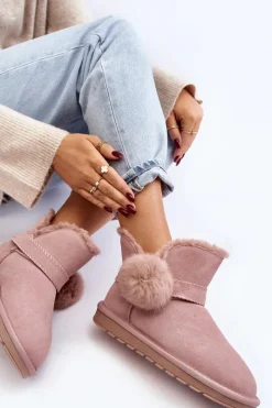 Online Zamszowe Śniegowce Damskie Z Wycięciami Różowe Eraclio Damskie Śniegowce Damskie