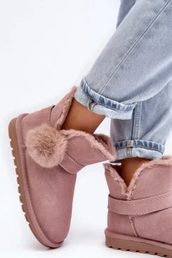 Online Zamszowe Śniegowce Damskie Z Wycięciami Różowe Eraclio Damskie Śniegowce Damskie