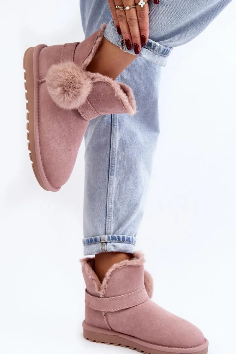 Online Zamszowe Śniegowce Damskie Z Wycięciami Różowe Eraclio Damskie Śniegowce Damskie