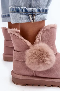 Online Zamszowe Śniegowce Damskie Z Wycięciami Różowe Eraclio Damskie Śniegowce Damskie