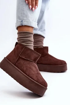 Zamszowe Śniegowce Na Platformie Brązowe Corcoran Damskie Śniegowce Damskie