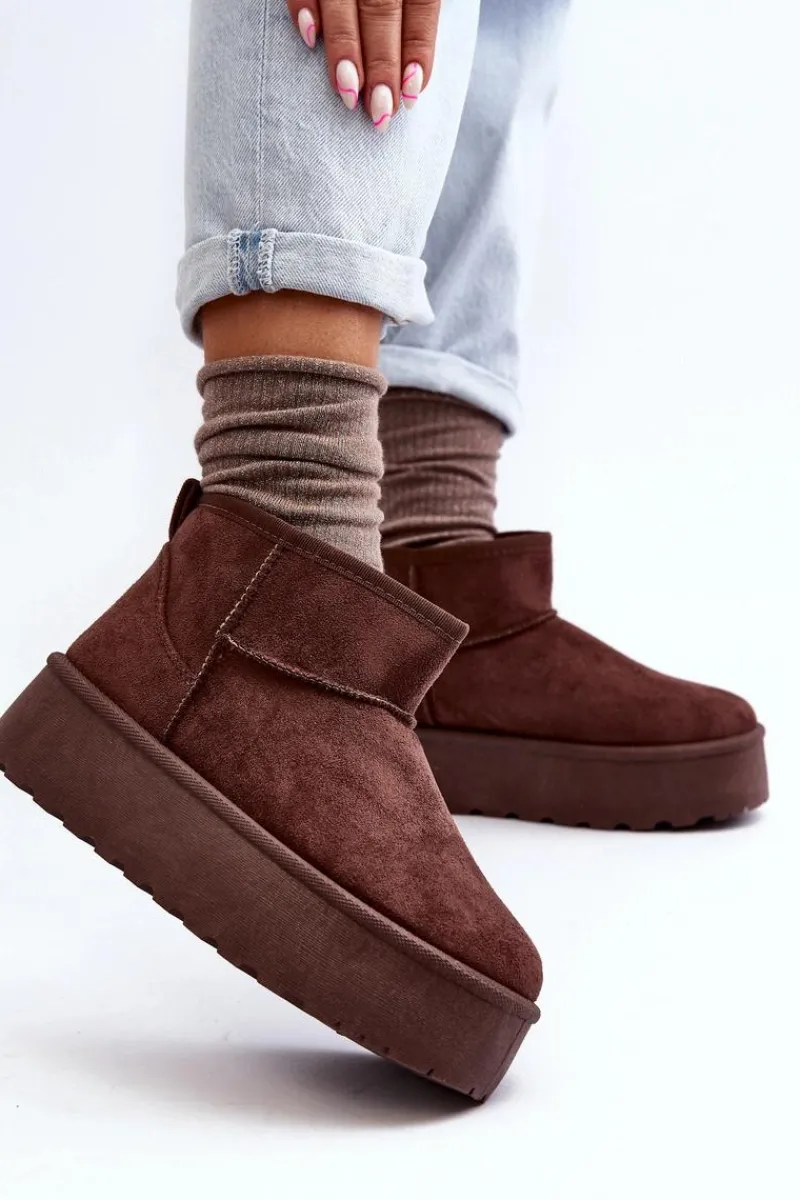 Zamszowe Śniegowce Na Platformie Brązowe Corcoran Damskie Śniegowce Damskie