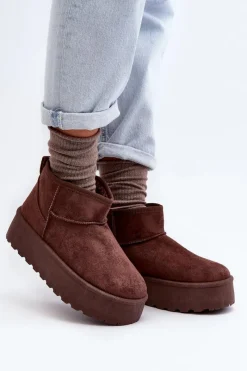 Zamszowe Śniegowce Na Platformie Brązowe Corcoran Damskie Śniegowce Damskie