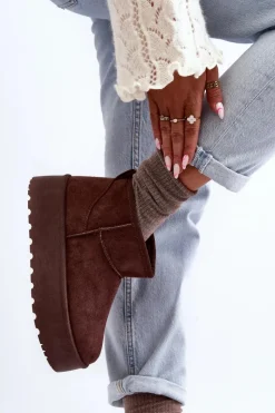 Zamszowe Śniegowce Na Platformie Brązowe Corcoran Damskie Śniegowce Damskie