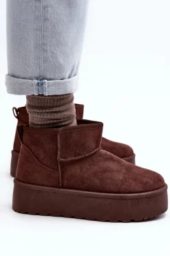 Zamszowe Śniegowce Na Platformie Brązowe Corcoran Damskie Śniegowce Damskie