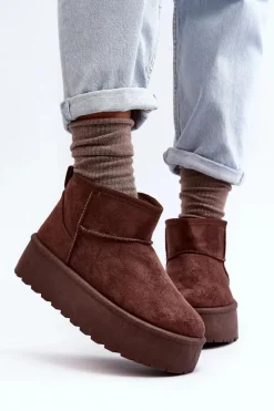 Zamszowe Śniegowce Na Platformie Brązowe Corcoran Damskie Śniegowce Damskie