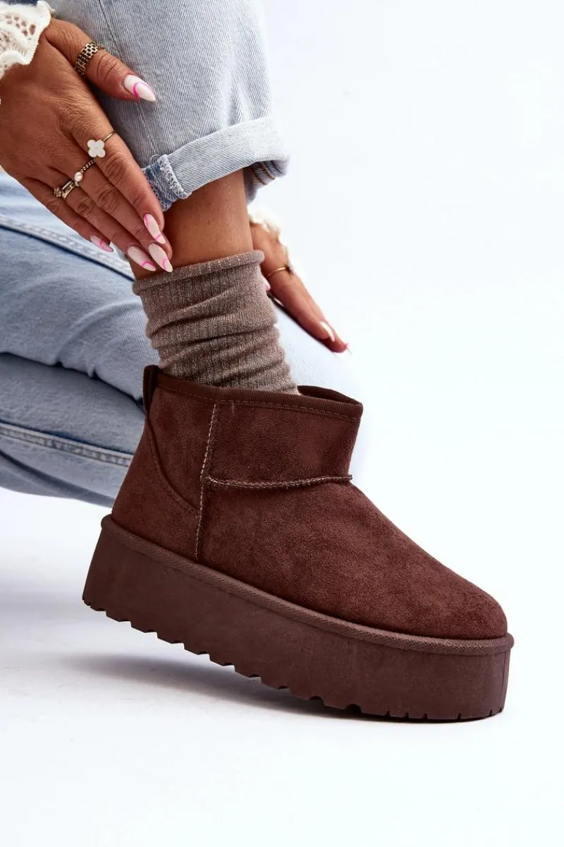 Zamszowe Śniegowce Na Platformie Brązowe Corcoran Damskie Śniegowce Damskie