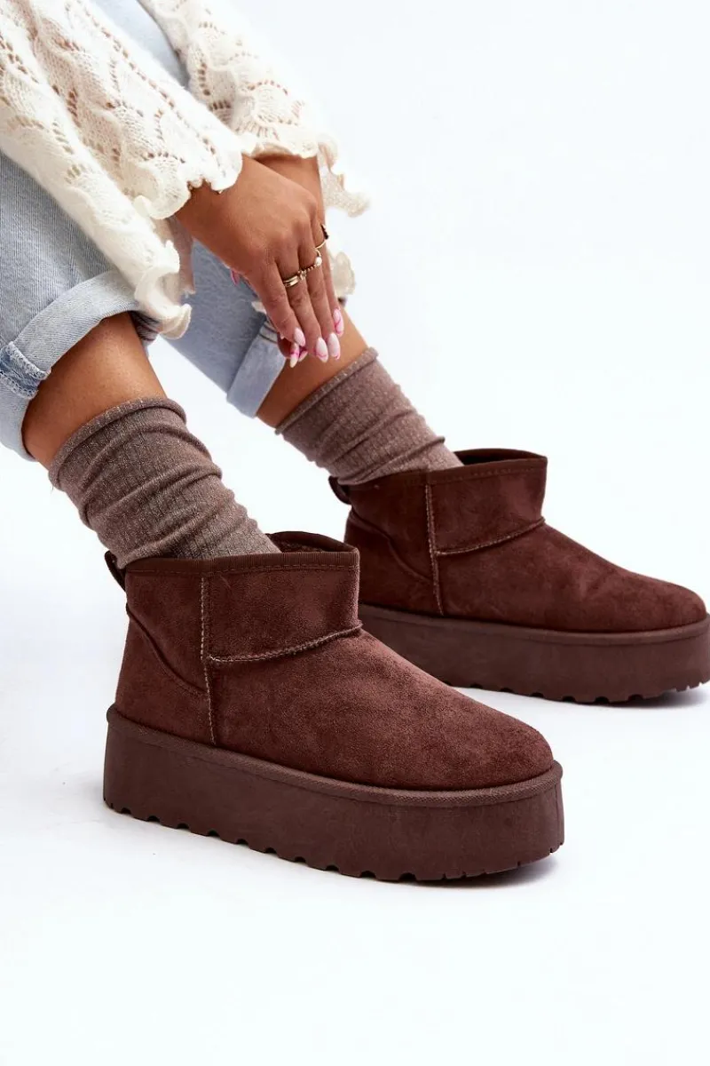 Zamszowe Śniegowce Na Platformie Brązowe Corcoran Damskie Śniegowce Damskie